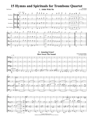 15 Hymns & Spirituals (Bass Clef Edition) - Ausman - Trombone Quartet - Score/Parts