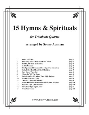 15 Hymns & Spirituals (Bass Clef Edition) - Ausman - Trombone Quartet - Score/Parts