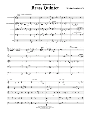 Quintet - Francis - Brass Quintet - Score/Parts