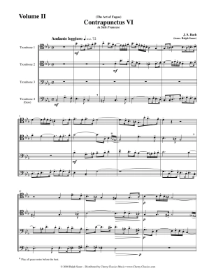 The Art of Fugue BWV 1080, Volume 2 - Bach/Sauer - 4pt Trombone Ensemble - Score/Parts