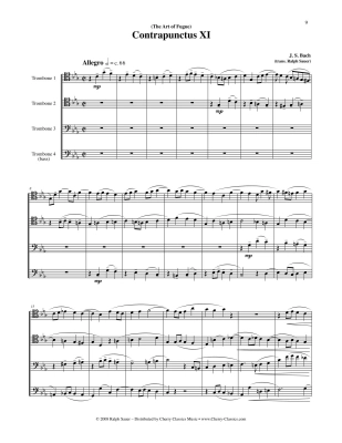 The Art of Fugue BWV 1080, Volume 3 - Bach/Sauer - 4pt Trombone Ensemble - Score/Parts