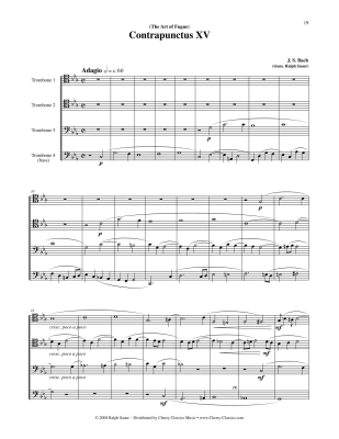 The Art of Fugue BWV 1080, Volume 4 - Bach/Sauer - 4pt Trombone Ensemble - Score/Parts