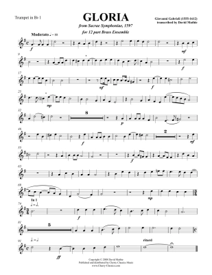 Gloria (from Sacrae Symphponiae, 1597) - Gabrieli/Mathie - 12 Pt. Brass Ensemble - Score/Parts