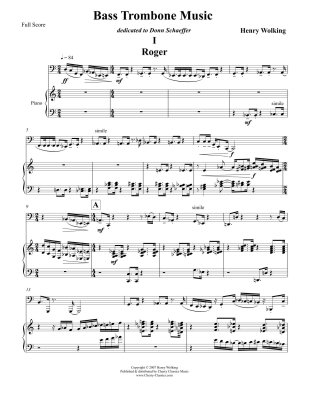 Bass Trombone Music (Sonata in 4 movements) - Wolking - Bass Trombone/Piano - Book