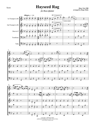 Hayseed Rag - Dizzy Trio, 1908/Bobo - Brass Quintet - Score/Parts