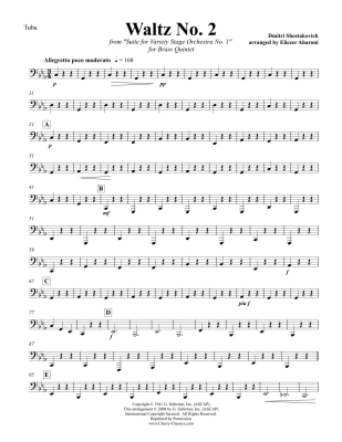 Waltz No. 2 (from \'\'Suite for Variety Stage Orchestra No. 1\'\') - Shostakovich/Aharoni - Brass Quintet - Score/Parts