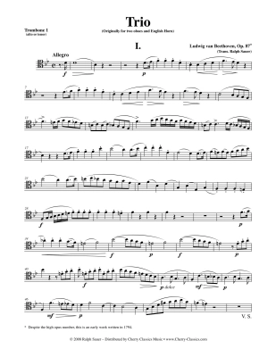 Trio, Op. 87 - Beethoven/Sauer - Three Trombones - Score/Parts