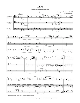 Trio, Op. 87 - Beethoven/Sauer - Three Trombones - Score/Parts