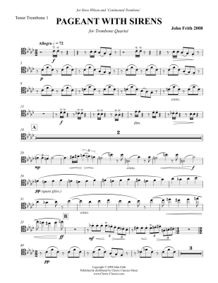 Pageant with Sirens - Frith - Trombone Quartet - Score/Parts