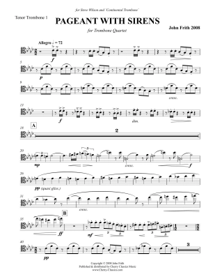 Pageant with Sirens - Frith - Trombone Quartet - Score/Parts