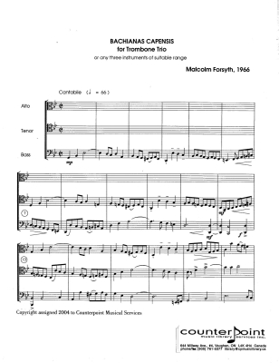Bachianas Capensis - Forsyth - Trombone Trio - Score/Parts