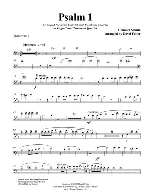 Psalm 1 - Schutz/Fetter - 4 Pt Trombone Ensemble & Organ or Brass Quintet - Score/Parts