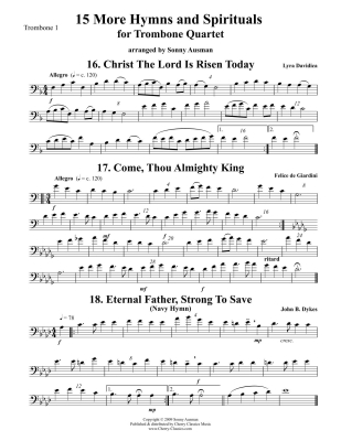 15 More Hymns & Spirituals (Bass Clef Edition) - Ausman - Trombone Quartet - Score/Parts