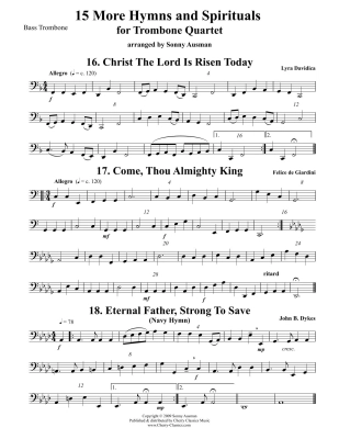 15 More Hymns & Spirituals (Bass Clef Edition) - Ausman - Trombone Quartet - Score/Parts