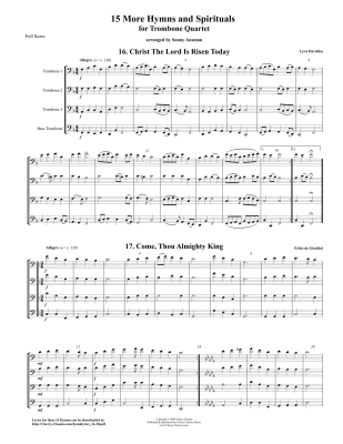 15 More Hymns & Spirituals (Bass Clef Edition) - Ausman - Trombone Quartet - Score/Parts