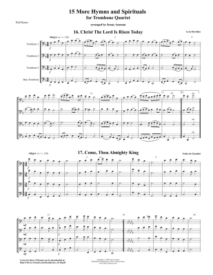 15 More Hymns & Spirituals (Bass Clef Edition) - Ausman - Trombone Quartet - Score/Parts