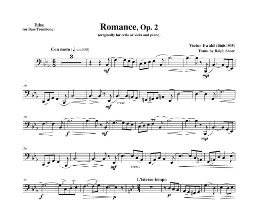 Romance, Op. 2 - Ewald/Sauer - Tuba/Piano - Sheet Music