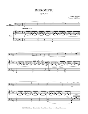 Impromptu Op. 90, No. 3 - Schubert/Sauer - Tuba (or Bass Trombone)/Piano - Book