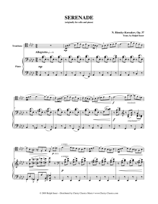 Serenade, Op. 37 - Rimsky-Korsakov/Sauer - Trombone/Piano - Book