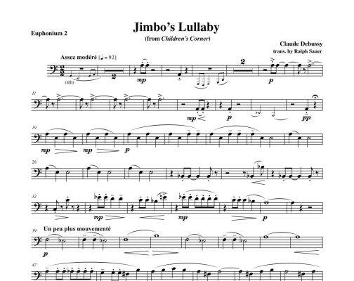 Jimbo\'s Lullaby (from Children\'s Corner) - Debussy/Sauer - Euphonium-Tuba Quartet - Score/Parts