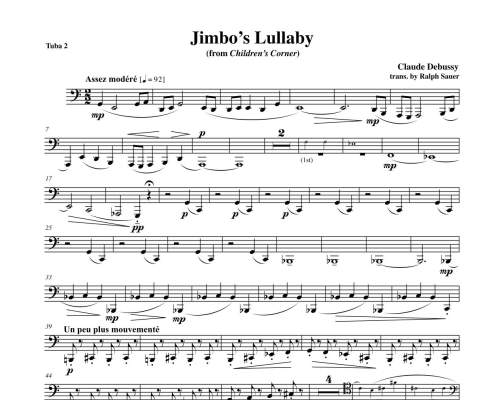 Jimbo\'s Lullaby (from Children\'s Corner) - Debussy/Sauer - Euphonium-Tuba Quartet - Score/Parts