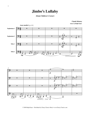 Jimbo\'s Lullaby (from Children\'s Corner) - Debussy/Sauer - Euphonium-Tuba Quartet - Score/Parts