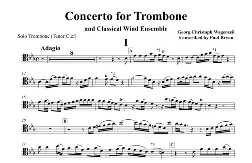 Concerto - Wagenseil/Bryan - Trombone/Classical Wind Ensemble - Score/Parts