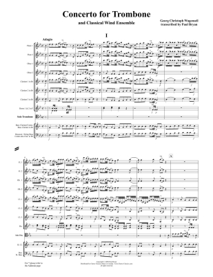 Concerto - Wagenseil/Bryan - Trombone/Classical Wind Ensemble - Score/Parts
