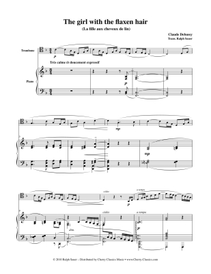 Girl with the flaxen hair (La fille aux cheveux de lin) - Debussy/Sauer - Trombone/Piano - Sheet Music