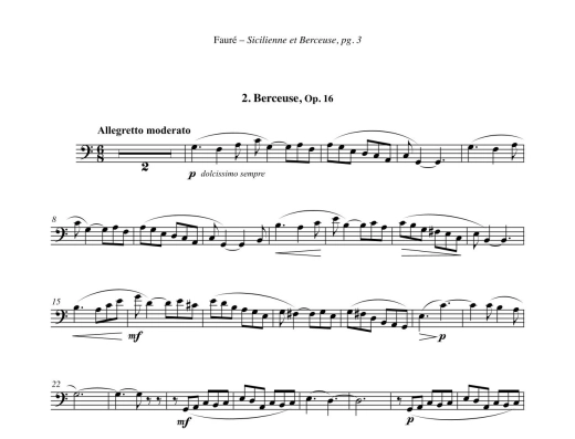 Sicilienne et Berceuse - Faure/Sauer - Trombone/Piano - Book