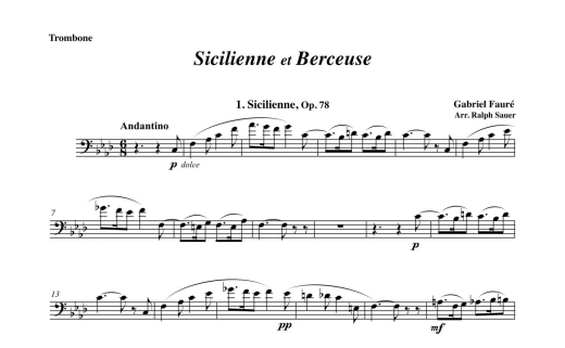 Sicilienne et Berceuse - Faure/Sauer - Trombone/Piano - Book