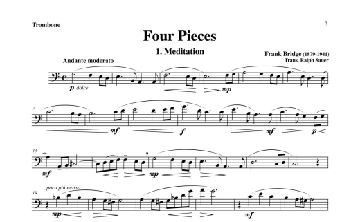 Four Pieces - Bridge/Sauer - Trombone/Piano - Book