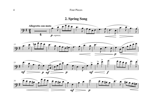 Four Pieces - Bridge/Sauer - Trombone/Piano - Book