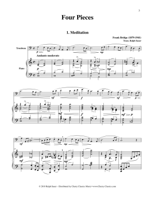 Four Pieces - Bridge/Sauer - Trombone/Piano - Book