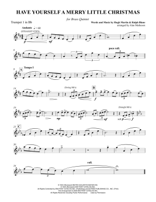 Have Yourself a Merry Little Christmas - Martin/Blane/Matheson - Brass Quintet - Score/Parts