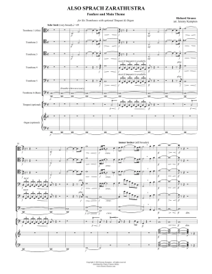 Also Sprach Zarathustra (Fanfare and Main Theme) - Strauss/Kempton - Six Trombones (opt. Timpani/Organ) - Score/Parts