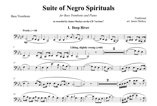 Suite of Negro Spirituals - Markey - Bass Trombone/Piano - Book