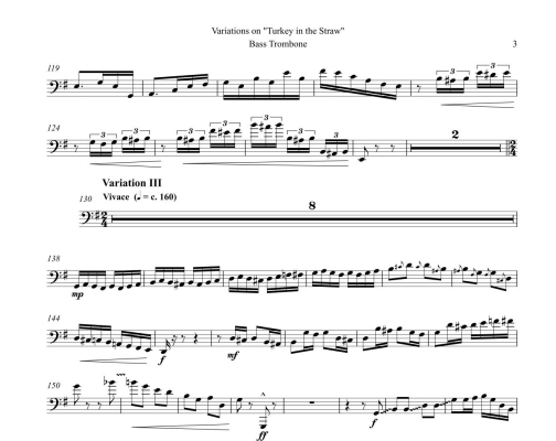 Variations on Turkey in the Straw - Markey - Bass Trombone/Piano - Book