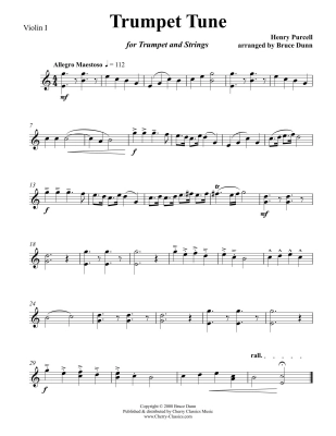 Trumpet Tune - Purcell/Dunn - Solo Trumpet/Strings - Score/Parts