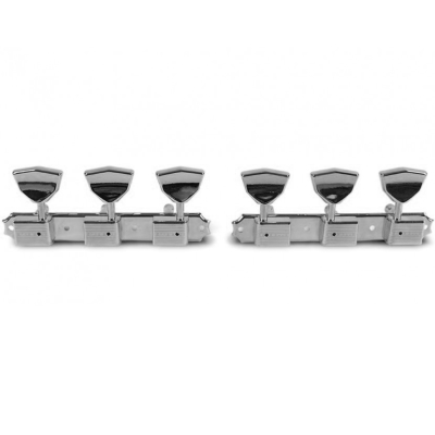 WD Music - Kluson 3 On A Plate Deluxe Series Butterfly Tuning Machines - Nickel