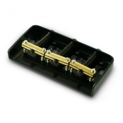 WD Music - Kluson 1/2 Size Replacement Bridge for Fender Telecaster Steel with Brass Saddles - Black