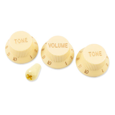 WD Music - Stratocaster/UFO Style Knob Set - Cream with Tip