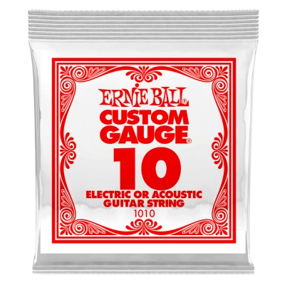 Ernie Ball - Single Plain Steel Electric or Acoustic Guitar String - .010