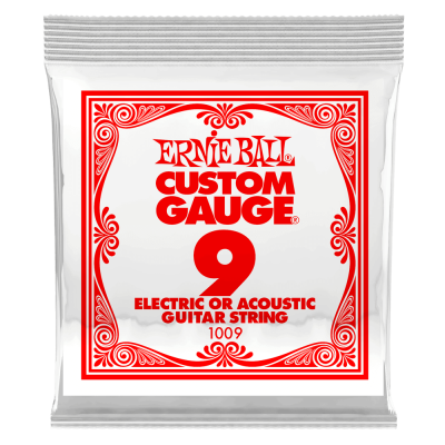 Ernie Ball - Single Plain Steel Electric or Acoustic Guitar String - .009