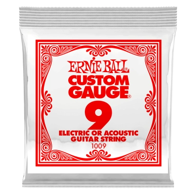 Ernie Ball - Single Plain Steel Electric or Acoustic Guitar String - .009