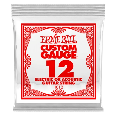 Ernie Ball - Single Plain Steel Electric or Acoustic Guitar String - .012