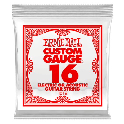 Ernie Ball - Single Plain Steel Electric or Acoustic Guitar String - .016