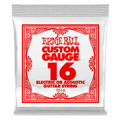 Ernie Ball - Single Plain Steel Electric or Acoustic Guitar String - .016