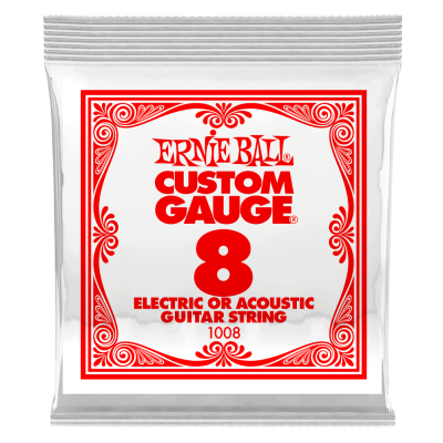 Ernie Ball - Single Plain Steel Electric or Acoustic Guitar String - .008