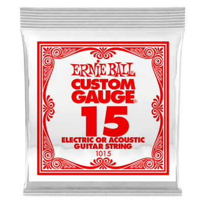 Ernie Ball - Single Plain Steel Electric or Acoustic Guitar String - .015